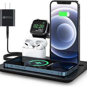 2021 15W fast 4 in 1 QI wireless charger for iPhone for airpods 3 in1 wireless charging station
